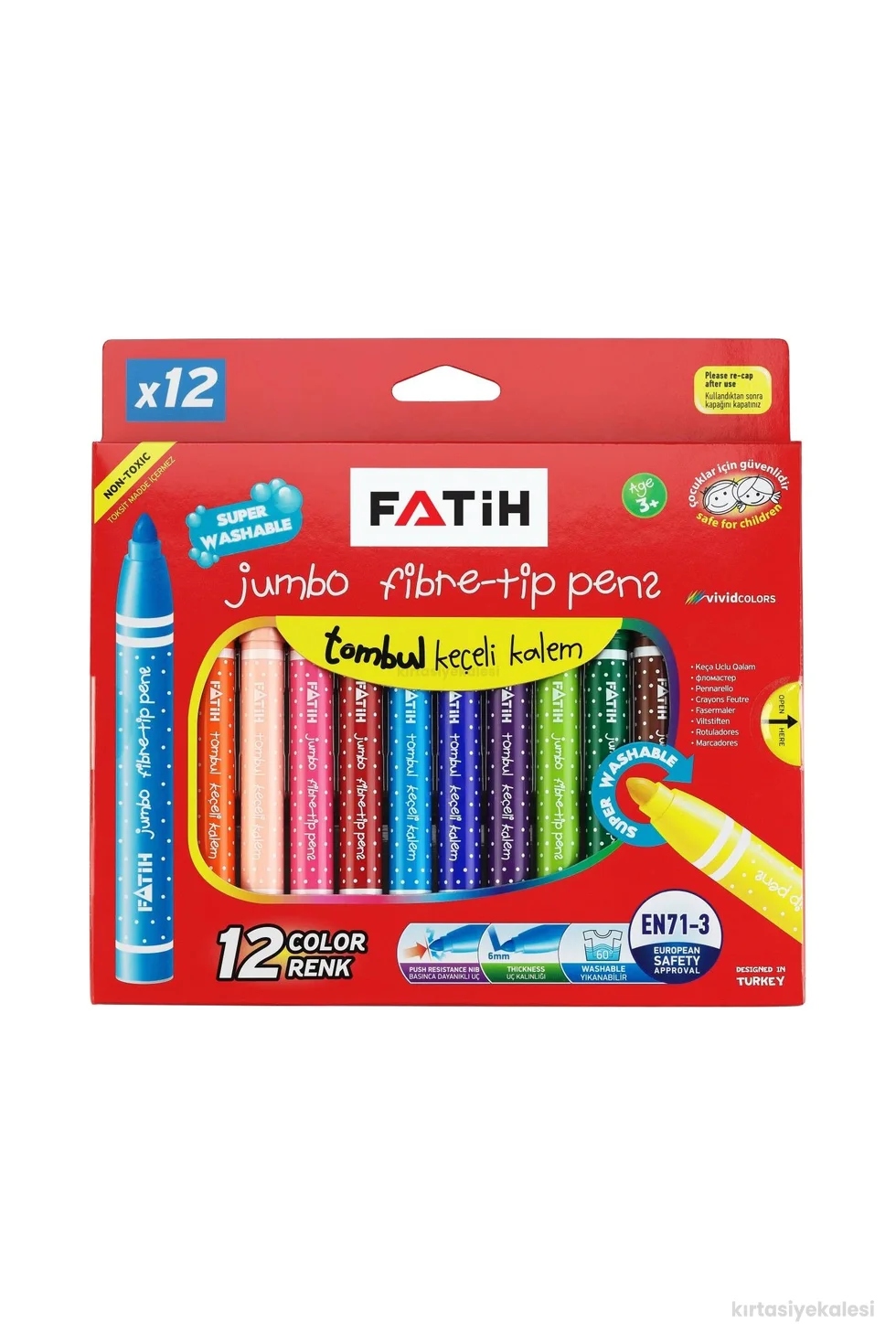 Fatih Jumbo Tombul Keçeli Kalem Yıkanabilir 12'li