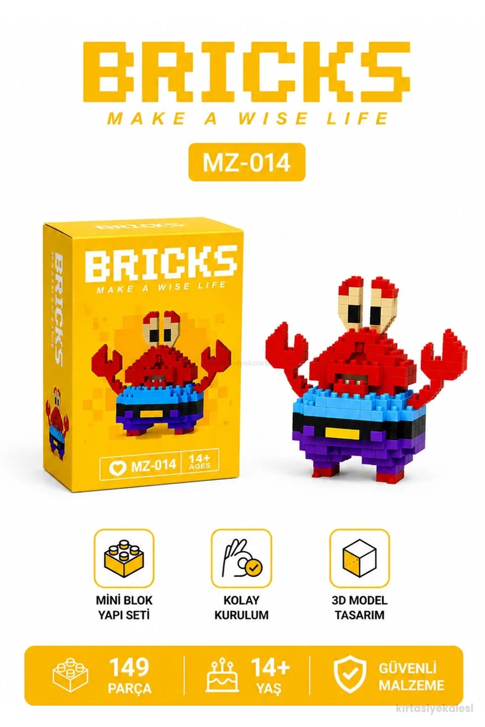 Bricks Yengeç Mini Karakter Figürü 3D Blok Yapı Oyuncağı MZ-014