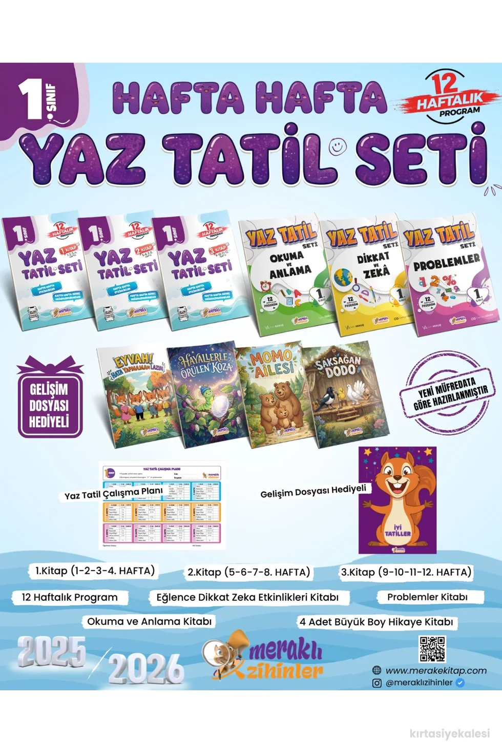 Meraklı Zihinler 1. Sınıf Hafta Hafta Yaz Tatil Seti (2026 Basım)