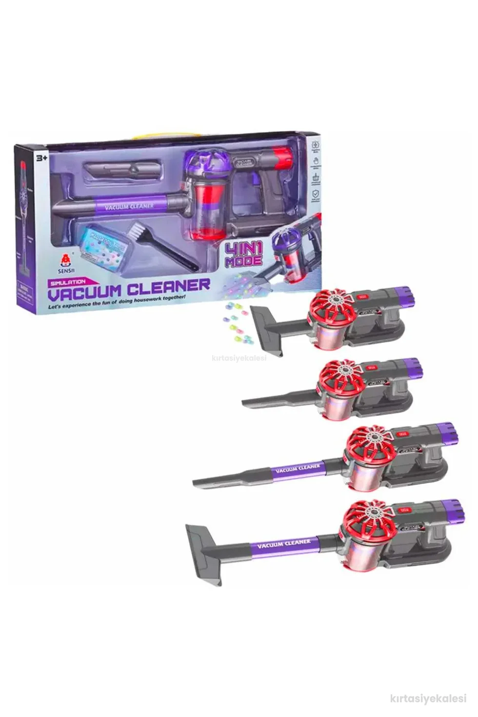 Pasifik Toys Pilli Sesli Simülasyon Toplu 4 Farklı Mod Çekim Gücü Olan Dikey Süpürge