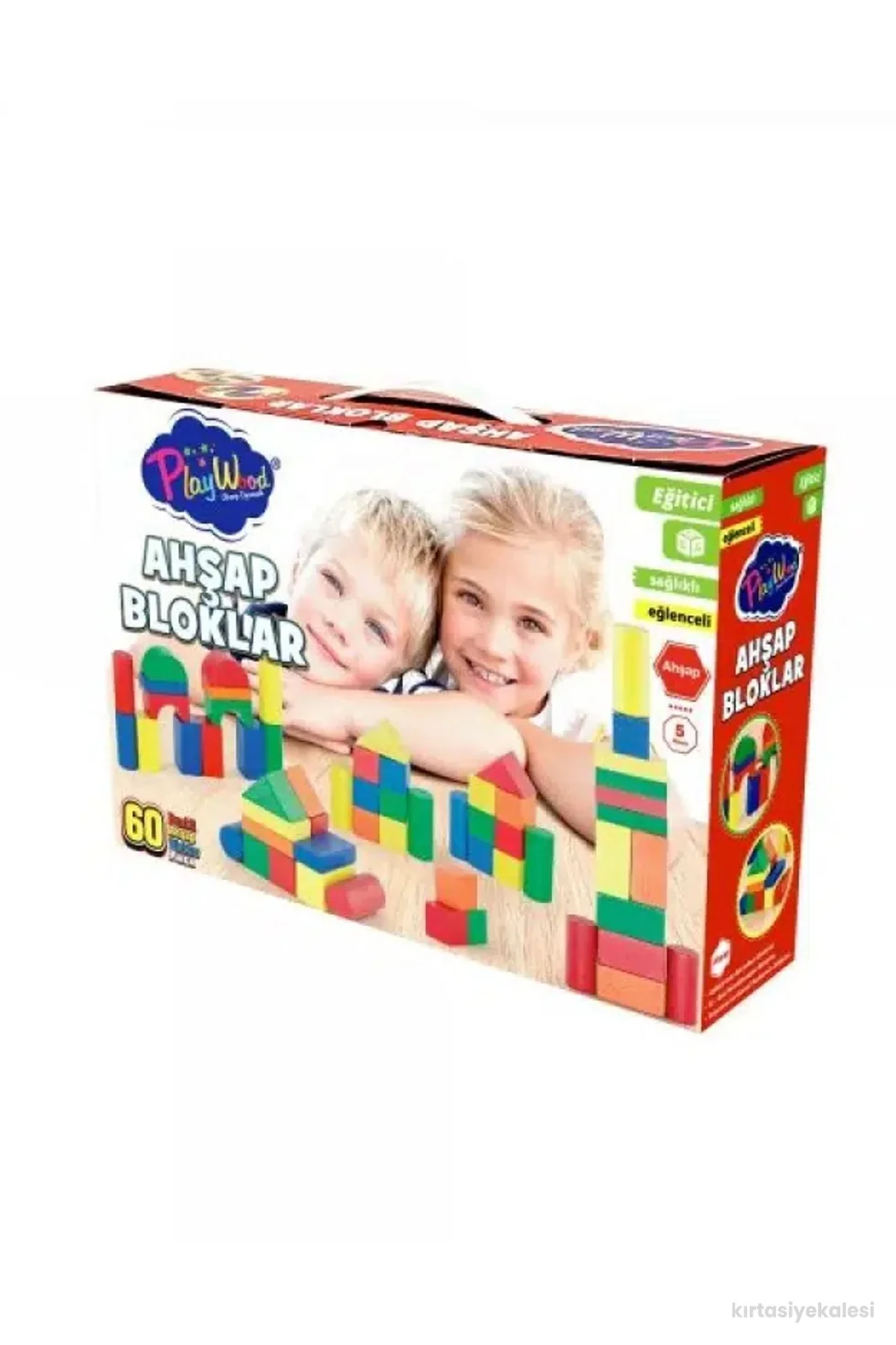 PlayWood Renkli Ahşap Bloklar 60 Parça