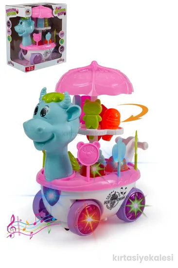 Aya Toys Oyuncak Işıklı Müzikli 360° Dönebilen Hareketli Dondurma Arabası
