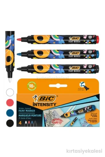 Bic Intensity Paint Marker Kalem 4 Renk Beyaz-Mavi-Kırmızı-Siyah 527423