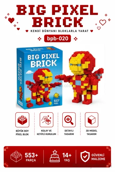 Bricks Big Pixel Demir Adam Karakter 3D Blok Yapı Oyuncağı Bpb-016