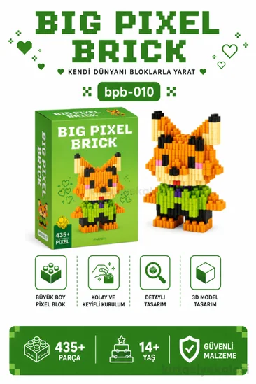 Bricks Big Pixel Sevimli Tilki Karakter 3D Blok Yapı Oyuncağı Bpb-010