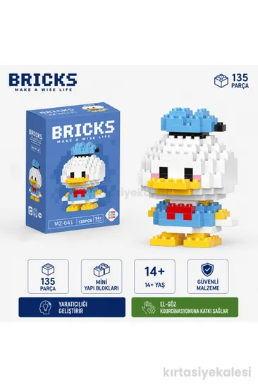 Bricks Ördek / Duck Mini Karakter Figürü 3D Blok Yapı Oyuncağı MZ-041