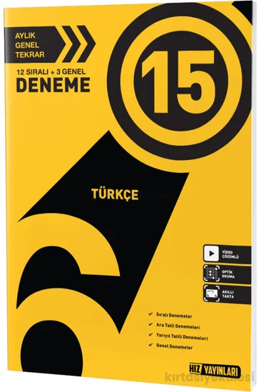 Hız Yayınları 6. Sınıf Türkçe 15'li Deneme