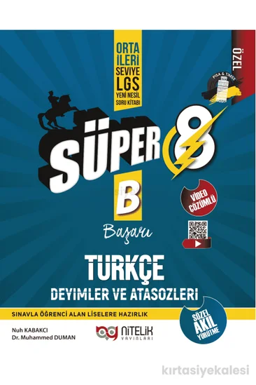 Nitelik Yayınları Süper 8. Sınıf Türkçe Deyimler ve Atasözleri B Başarı Yeni Nesil Soru Kitabı