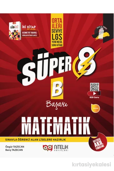 Nitelik Yayınları Süper 8. Sınıf Matematik B Başarı Orta İleri Seviye Yeni Nesil Soru Kitabı