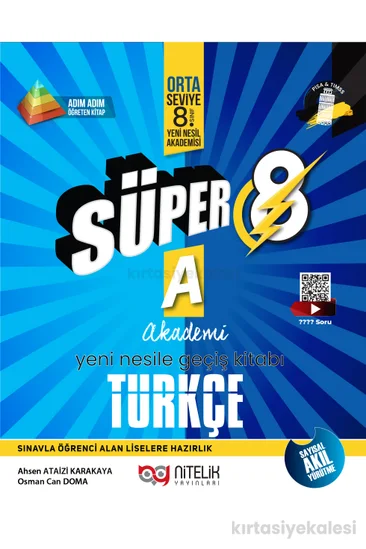 Nitelik Yayınları Süper 8. Sınıf Türkçe A Akademi Orta Seviye Yeni Nesile Geçiş Kitabı