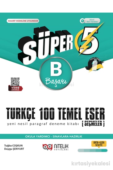 Nitelik Yayınları 5. Sınıf Yeni Nesil Süper Türkçe 100 Temel Eser (A)