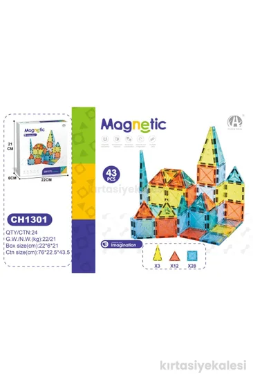 Oydaş Oyuncak Manyetik Bloklar 43 Adet 03-CH1301 5,5 cm