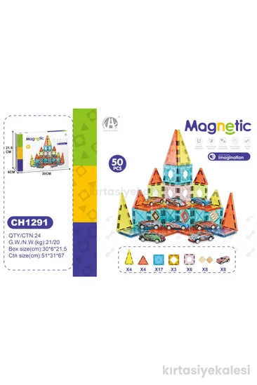 Oydaş Oyuncak Manyetik Bloklar 50 Adet 03-CH1291 5,5 cm