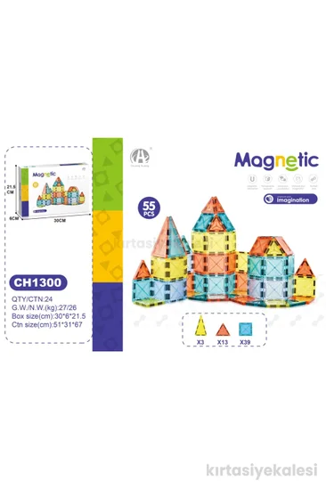 Oydaş Oyuncak Manyetik Bloklar 55 Adet 03-CH1301 5,5 cm