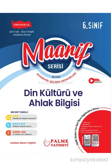 Palme Yayınevi 6. Sınıf Maarif Serisi Din Kültürü ve Ahlak Bilgisi Haftalık Deneme (39 Föy)