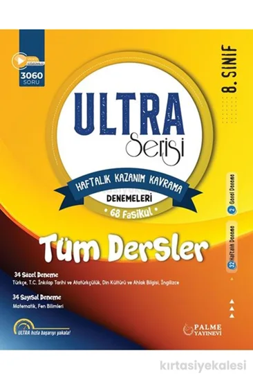 Palme Yayınevi 8. Sınıf Ultra 68 Fasikül Tüm Dersler Kazanım Kavrama Denemeleri