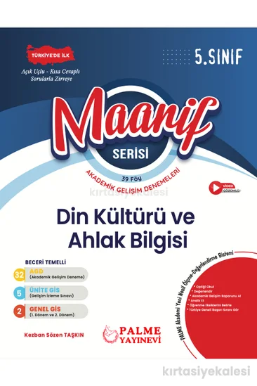 Palme Yayınevi 5. Sınıf Maarif Serisi Din Kültürü ve Ahlak Bilgisi Akademik Gelişim Denemeleri (39 Föy)