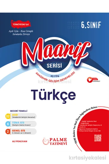 Palme Yayınevi 6. Sınıf Maarif Serisi Türkçe Haftalık Deneme (40 Föy)