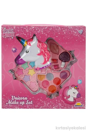 Pretty Pinky Unicorn Şekilli 3 Katlı Makyaj Güzellik Seti